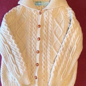 Vintage John Molloy Cable Knit Irish Wool Cardigan